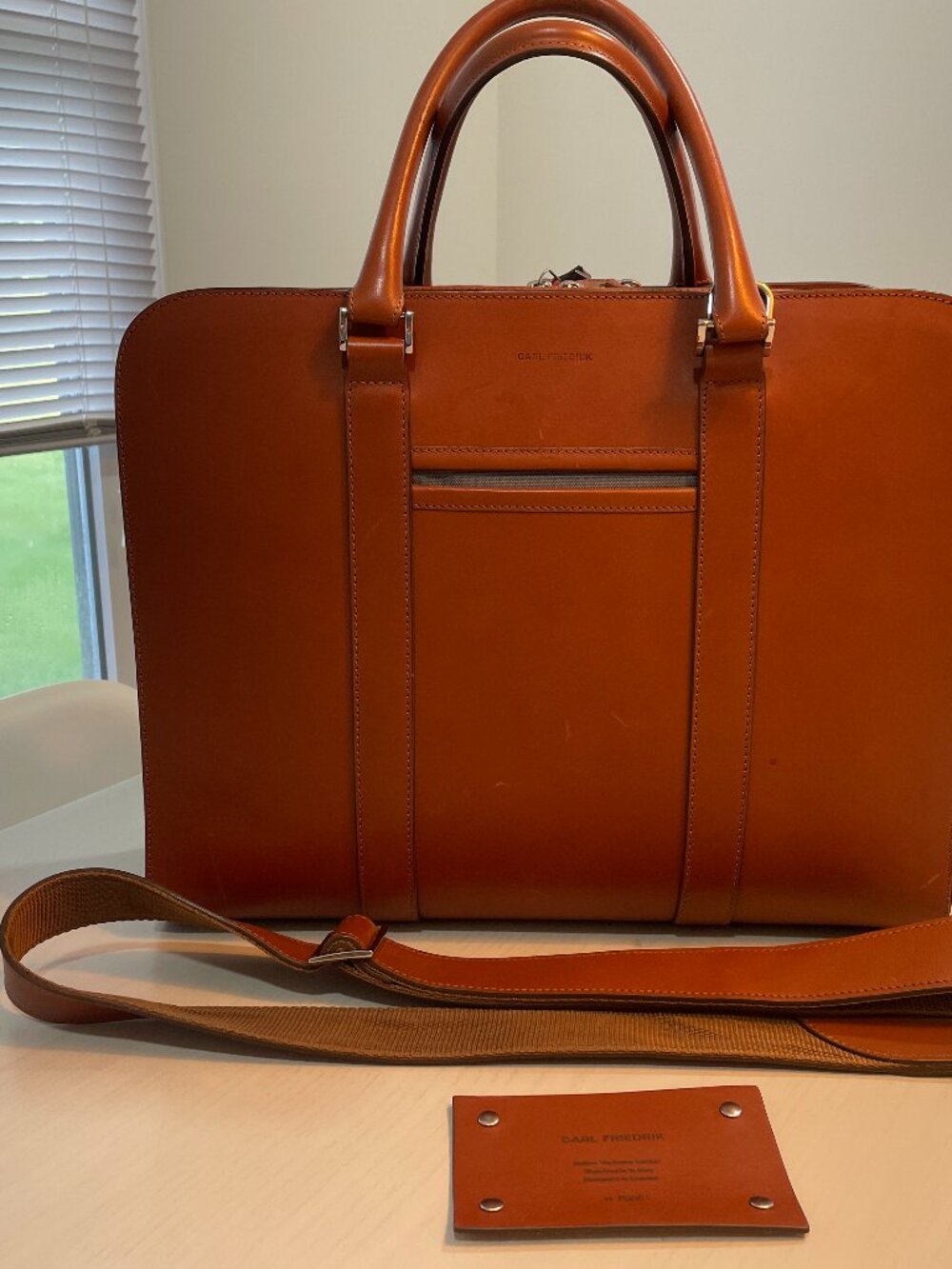 Carl Friedrik Palissy Double Briefcase Cognac Smooth Leather